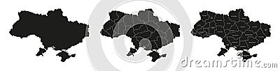 Ukraine maps set. Set of Ukrainian map with names of oblast and blank map of Ukraine. Vector Vector Illustration